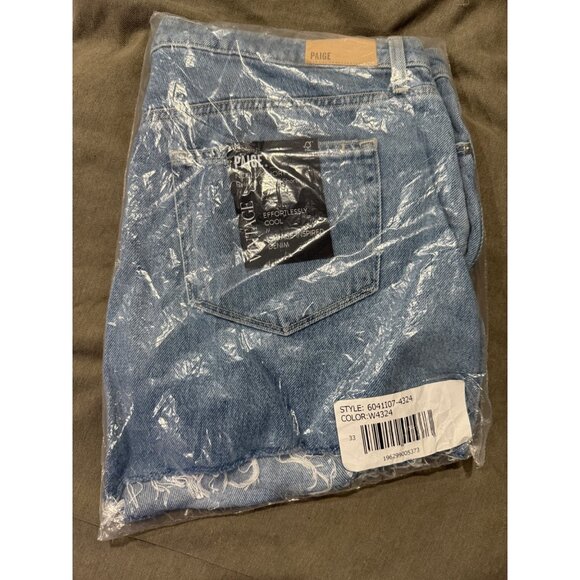 Paige Noella Short Relaxed Cut Off Light Wash Vintage-Inspired Denim Size 33 - Picture 1 of 5